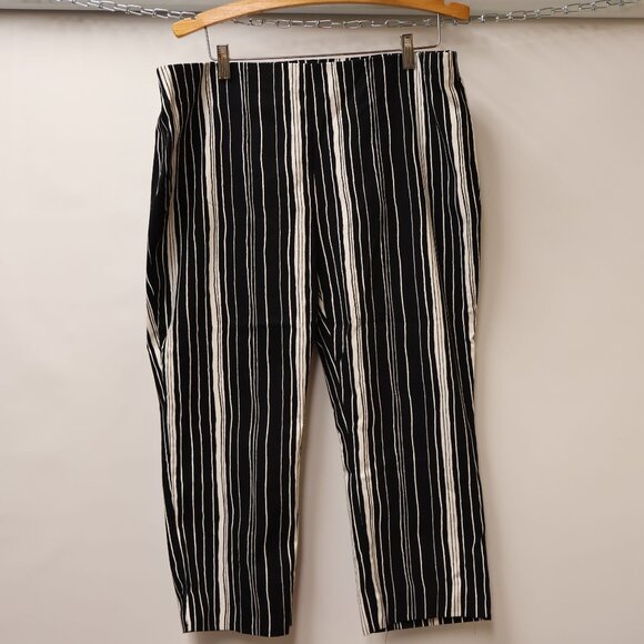 Meg & Margot Pants - Meg & Margot Womens Black & White Striped Pants XL Lightweight Casual Wear